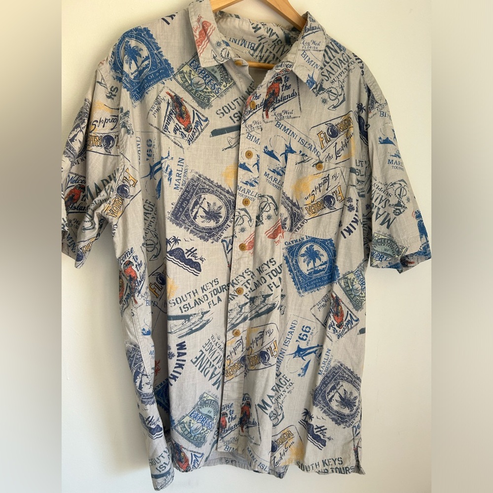 Tropical Florida Print Short Sleeve Shirt Island Vacation